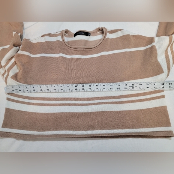 ZESICA Women's Size Medium Long Sleeve Crewneck Stripe Crop Sweater - Picture 10 of 10